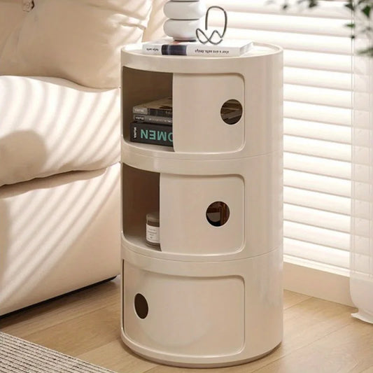 Round bedside table nordic plastic Bedside cabinet for bedroom small side end table nightstand Storage locker