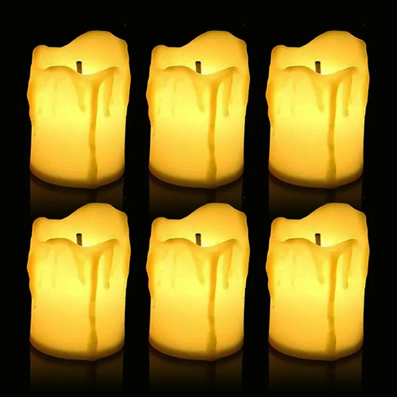 Black Wick LED Candles Battery Powered Flameless Mini Tea Lights Wedding Christmas Party Drips Fake Candle Home Decoration Light