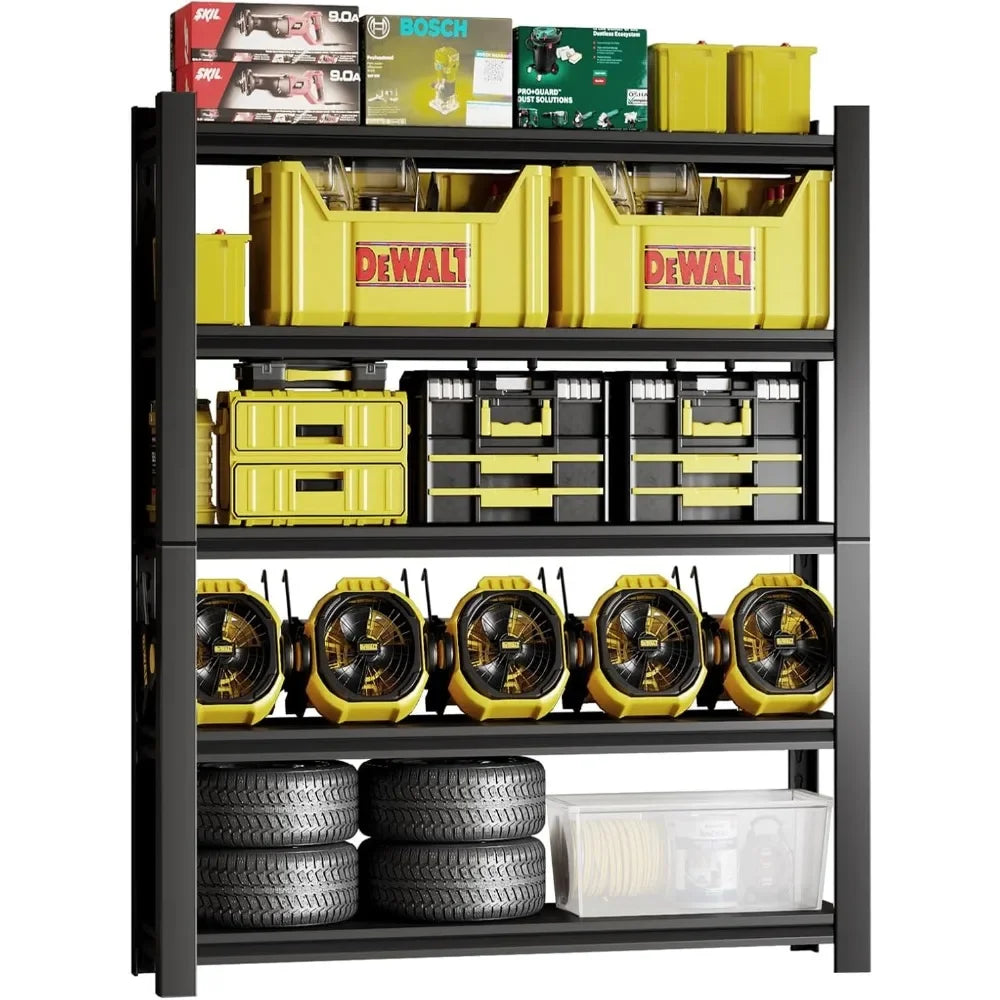 Adjustable Garage Shelving 2500LBS Storage Shelves 5-Tier Heavy Duty Metal Shelves Organization Utility Industrial Shelves
