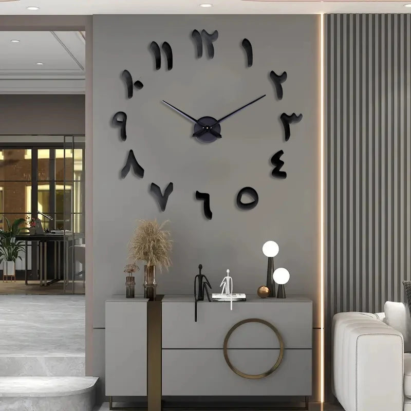Large wall clock mirror material digital home wall art decoration clock suitable for living room and study wall decoration
