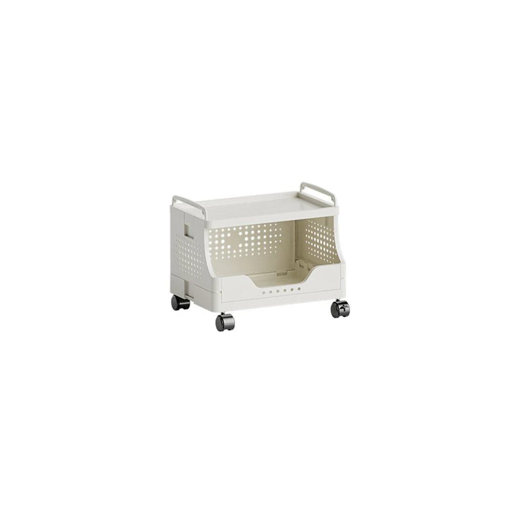Rolling Storage Cart with Wheels - White Plastic Multi-Purpose Organizer for Kitchen, Bathroom, Bedroom Essentials Snack Storage