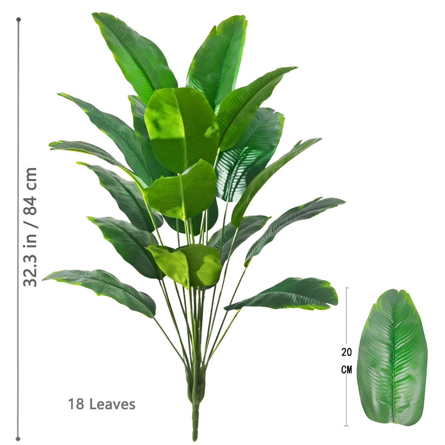 66-125cm 24 Leaf Large Tropical Palm Tree Fake Banana Plant Leaves Real Touch Strelitzia Reginae Plastic Plant for Home Garden