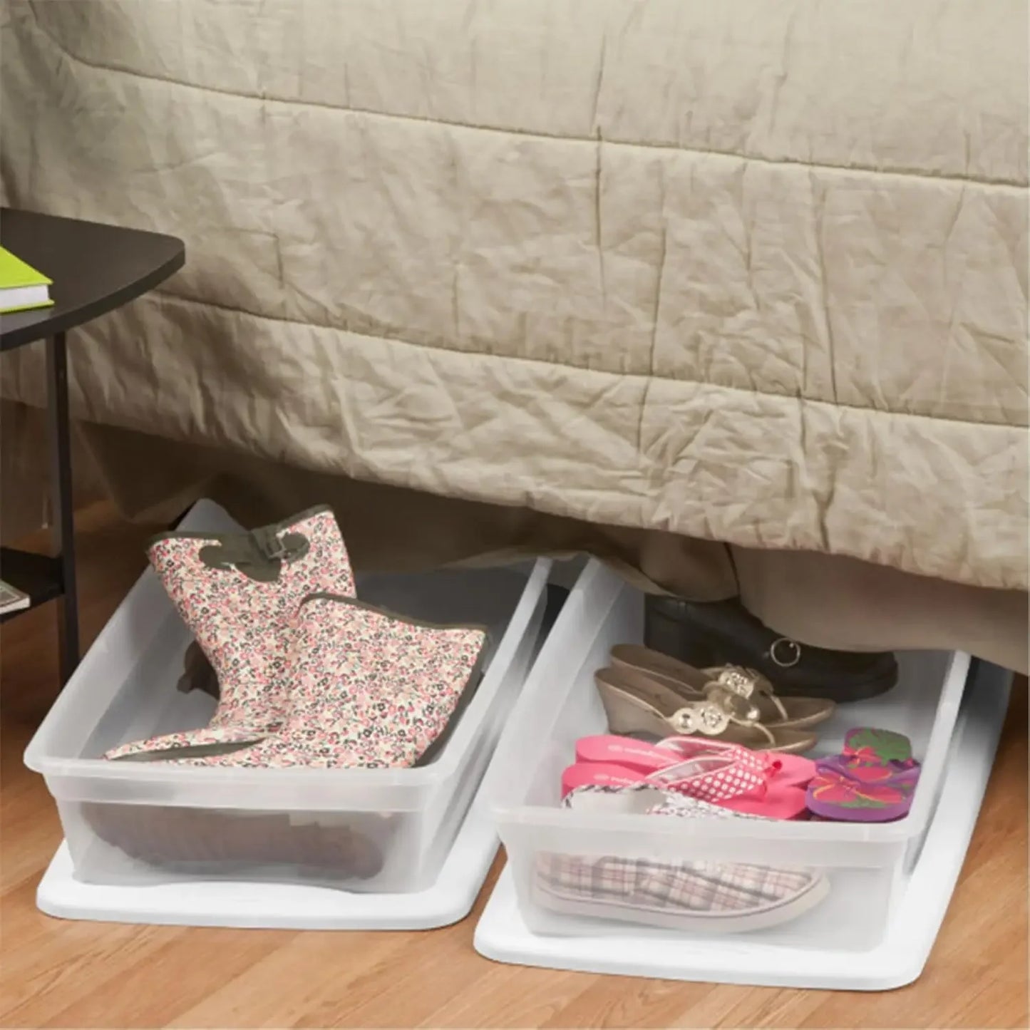 6-Pack Storage Box, Stackable Clear Plastic Bins with Snap-On Lids, 41 Quart - Heavy-Duty Organizing Containers for Closet,