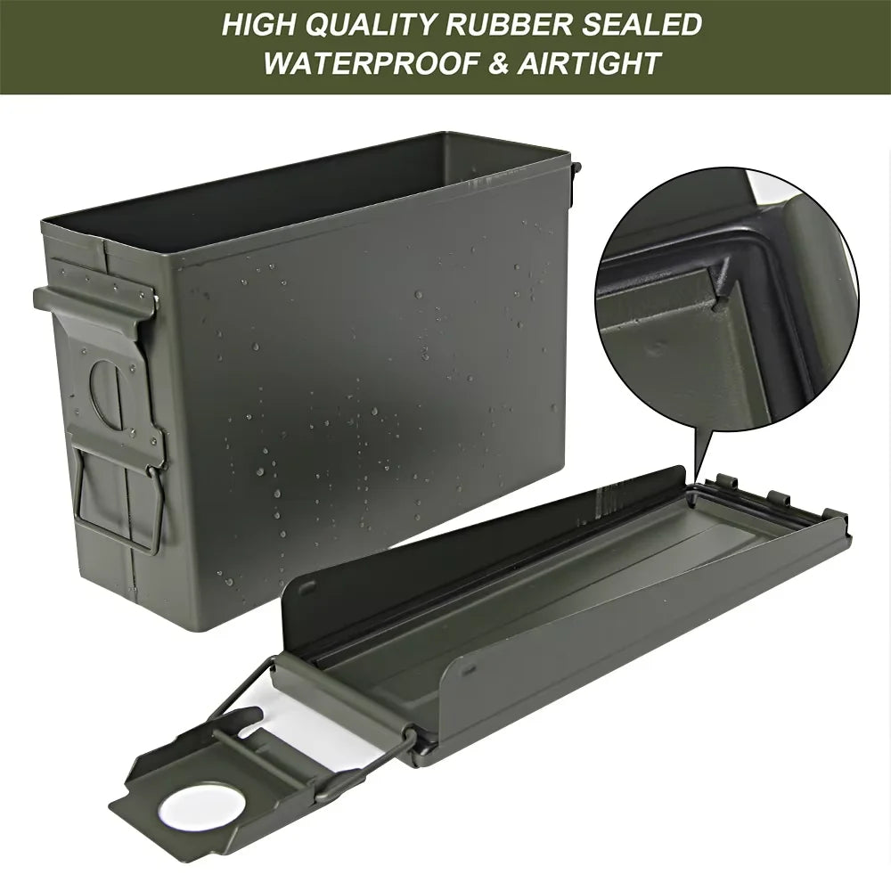 30 Cal Metal Ammo Can Steel Ammo Box Multifunction for Long-Term Waterproof Ammunition & Valuables Storage Box Accessory Box