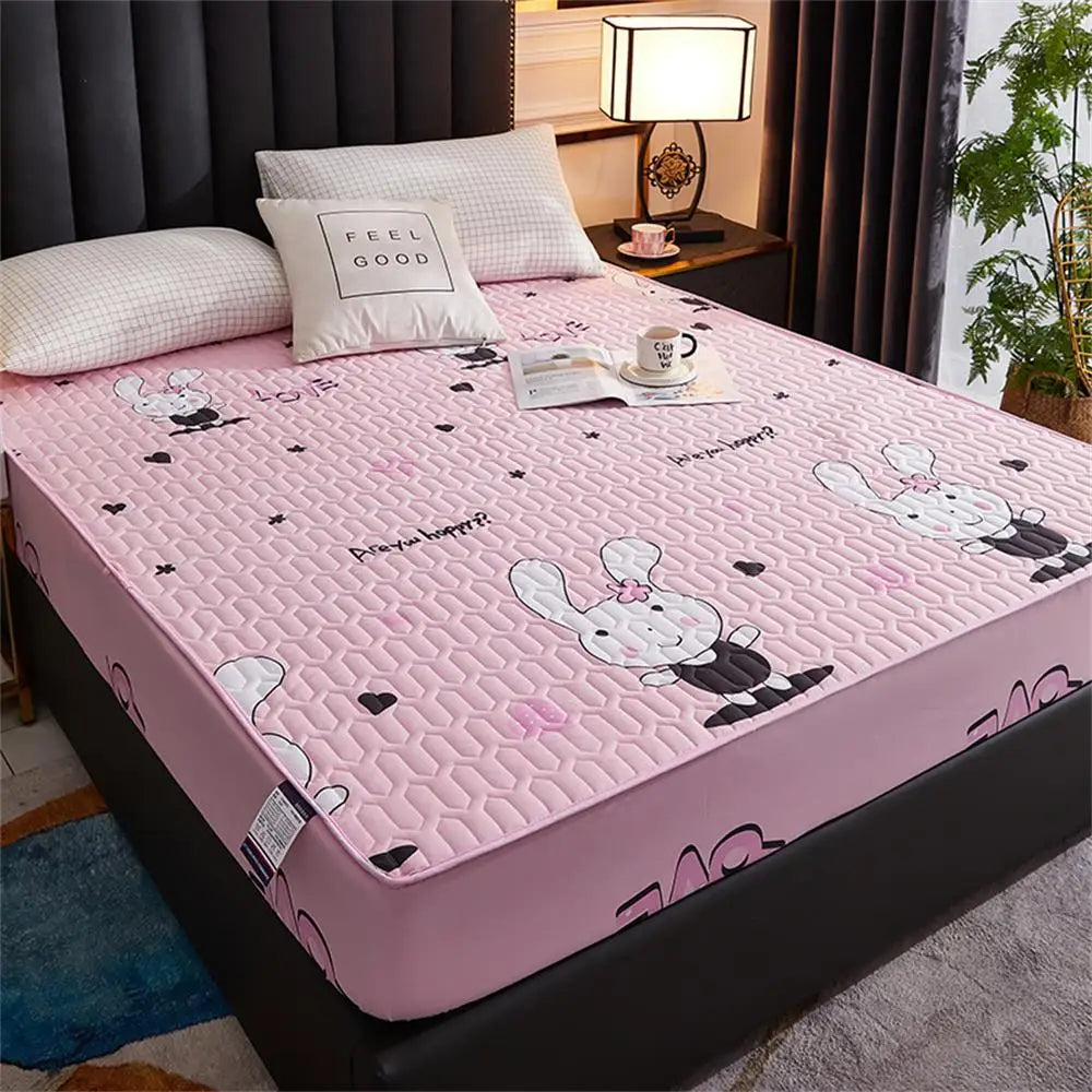 Waterproof Thicken Mattress Pad Protector Skin-Friendly Durable Fitted Sheet Bed Cover Latex Mat Cover 120x200 150x200 180x200