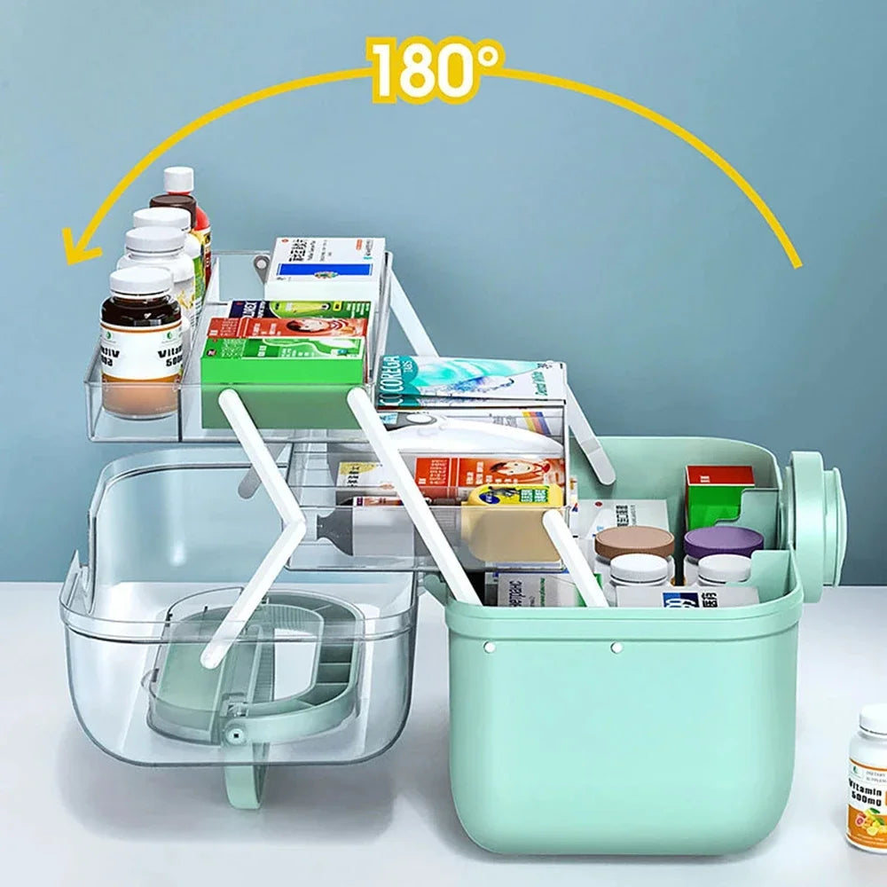 3 Layers Large Capacity Medicine First Aid Kit Medicines Split Multi-Layer Storage Boxes Portable Plastic Medical Box Household