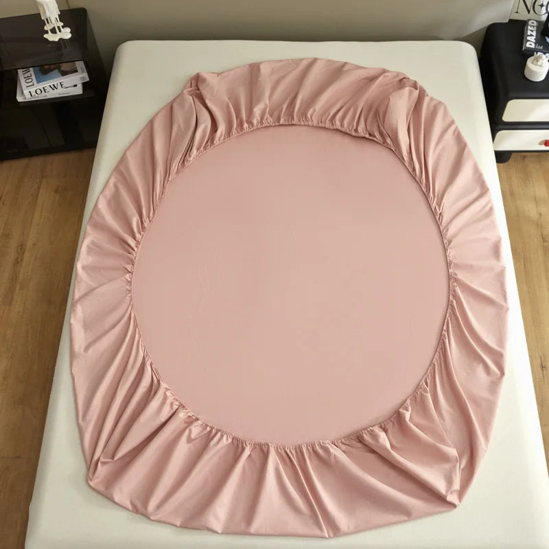 New Cotton Brushed Simple Plain Bed Fitted Sheet 1pc/sets 90/120/150/180/220cm machine washable