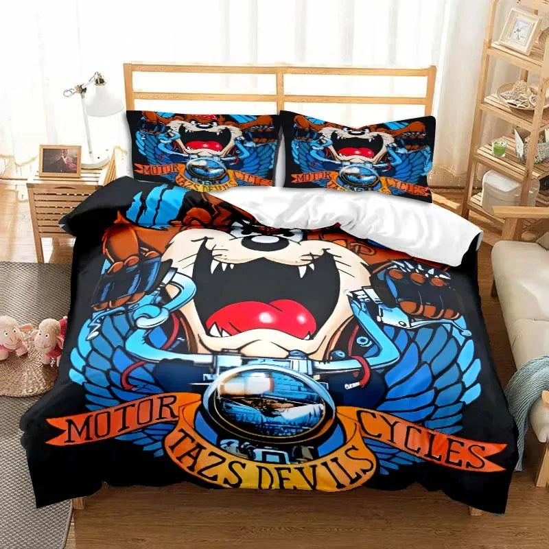 3D Print Cartoon Tasmanian Devil Fashion Bedding Set Double Twin King Duvet Cover Comforter Pillowcase Boys Girls Adults Bedroom