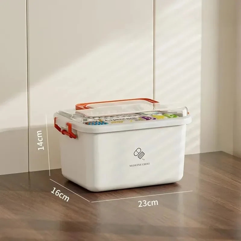 Portable Medicine Box Large Capacity Home First Aid Medical Kit Family Emergency Medicine Box with Multi-layer Drug Storage Cas