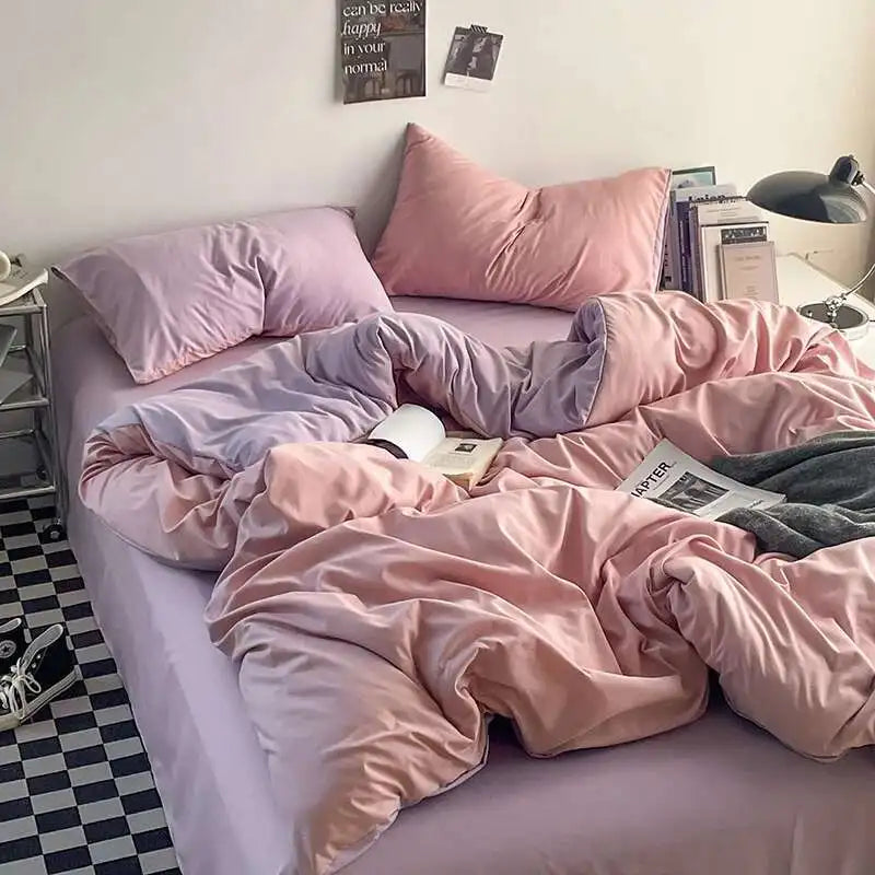 Solstice Home Textile Solid Color White Navy Blue Duvet Cover Pillow Cases Bed Sheet Girls Teenage Bed Linens Bedding Sets Queen