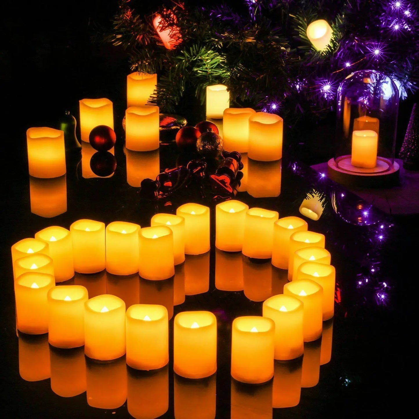 2PCS Flickering Flameless Resin Pillar LED Candle Lights with 6 Hour Timer Outdoor LED Candles Valentine's Day Party Decoration