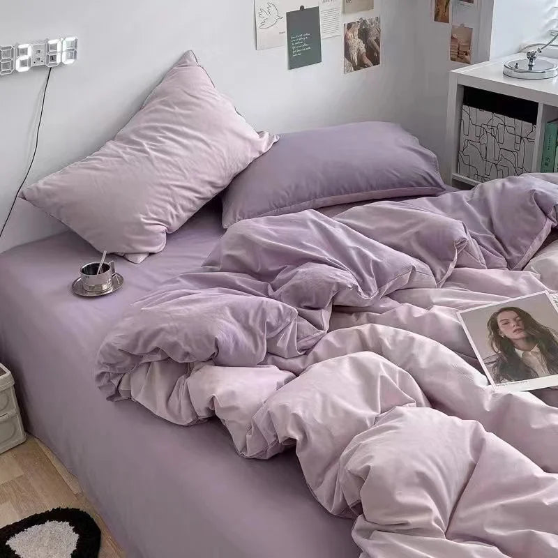 Ins Princess Pink Heart Duvet Cover Set Pillowcase Bed Sheet Kids Girls Bedding Set Queen Twin Cute Kawaii Quilt Cover No Filler