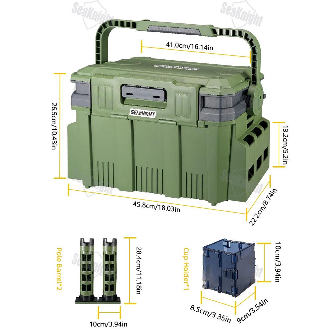 SeaKnight Brand 20L Fishing Tackle Box SK05 Double Layer Large Capacity Hard Fishing Storage Box Multifunctional Case Rod Holder