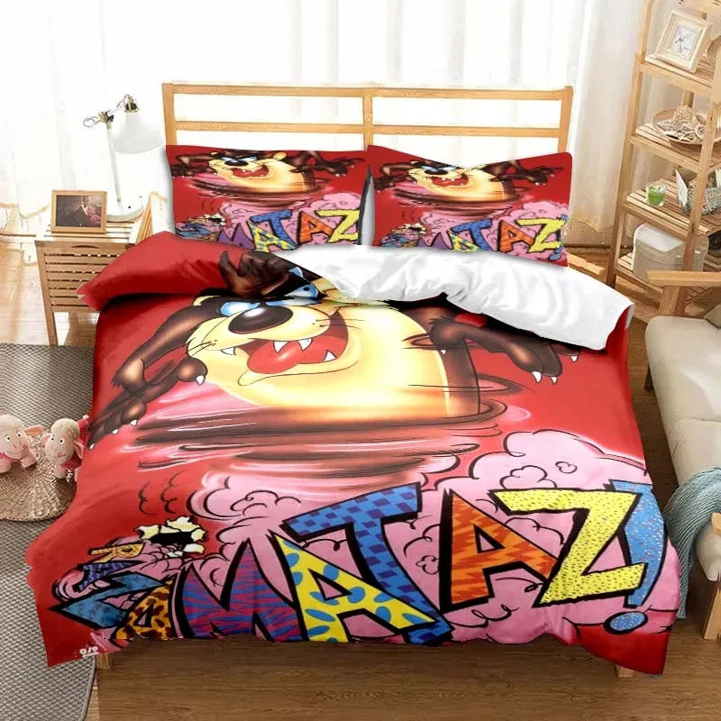 3D Print Cartoon Tasmanian Devil Fashion Bedding Set Double Twin King Duvet Cover Comforter Pillowcase Boys Girls Adults Bedroom