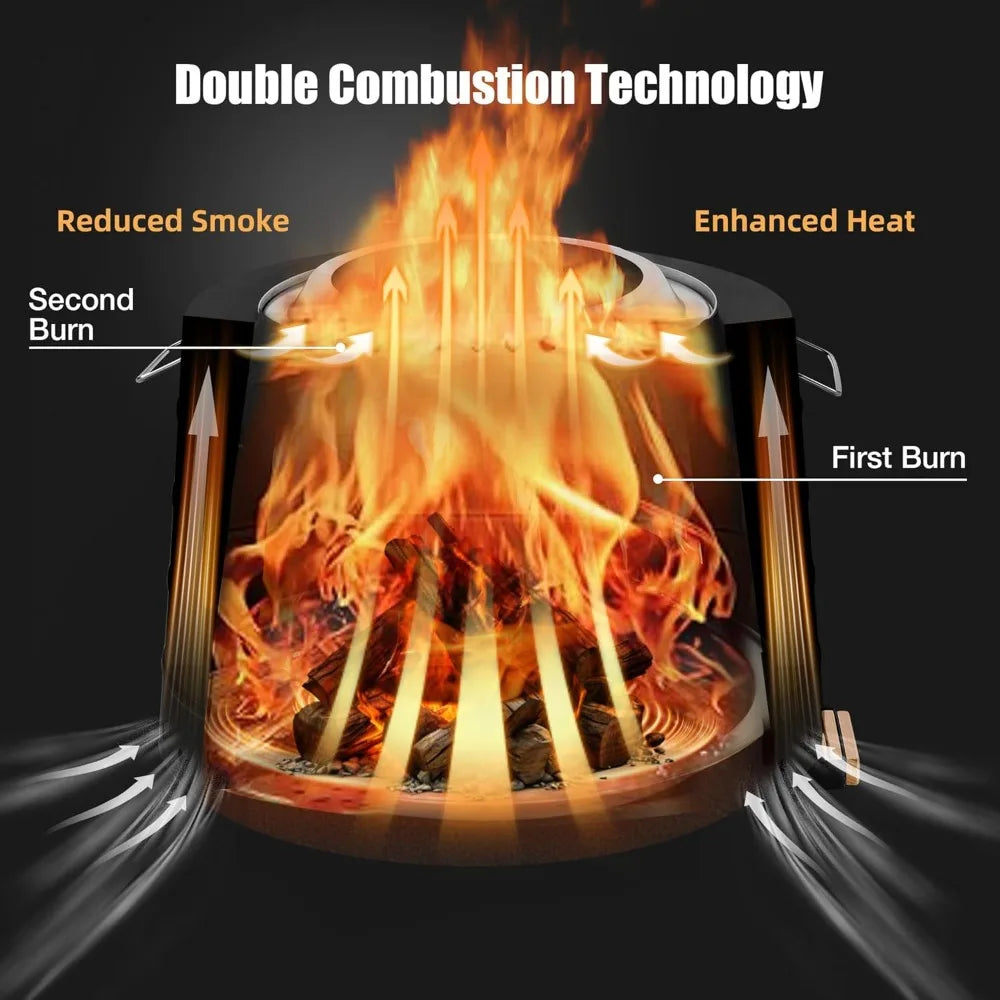 Smokeless Fire Pit,Portable Outdoor Wood Burning Fireplace for Camping with Cooking Grate, 304 Stainless Steel Bonfire Stove fo