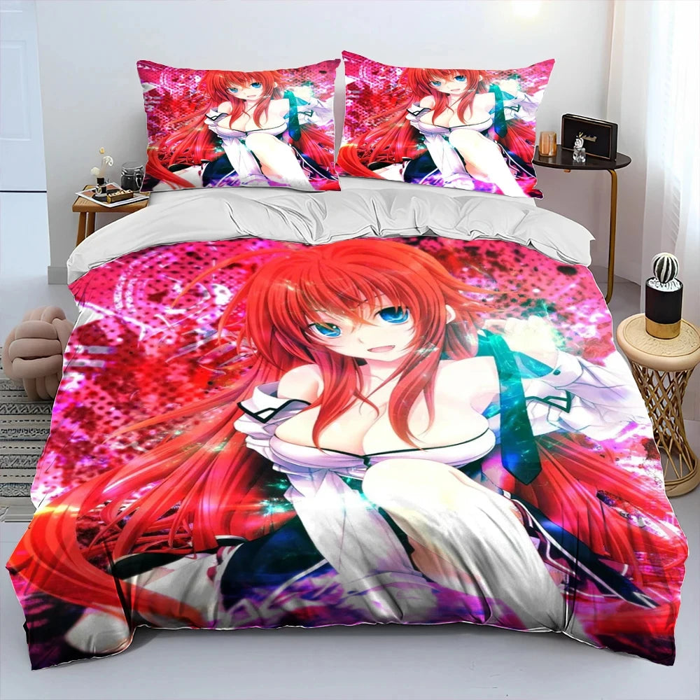 Sexy Girl High School DxD Anime Bedding Set Duvet Cover Bed Set Quilt Cover Pillowcase Comforter king Queen Size Boys Adult