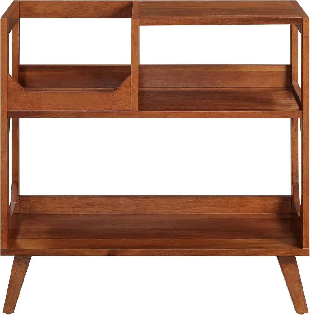Asheville Mid-Century Modern Media Console Record Player Stand, Storage for Vinyl Records, Walnut, Medium