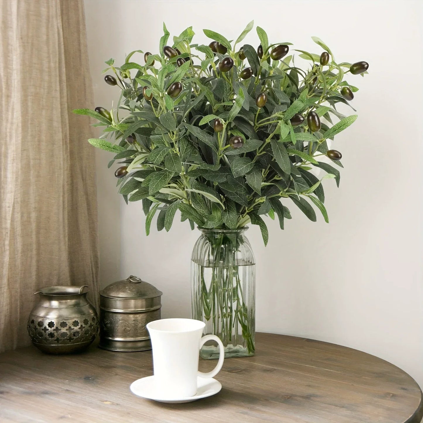 Artificial Olive Branches Leaves Simulation Green Plants Photo Props Hotel Home Decoration Wedding Arrangement Olive Fruit