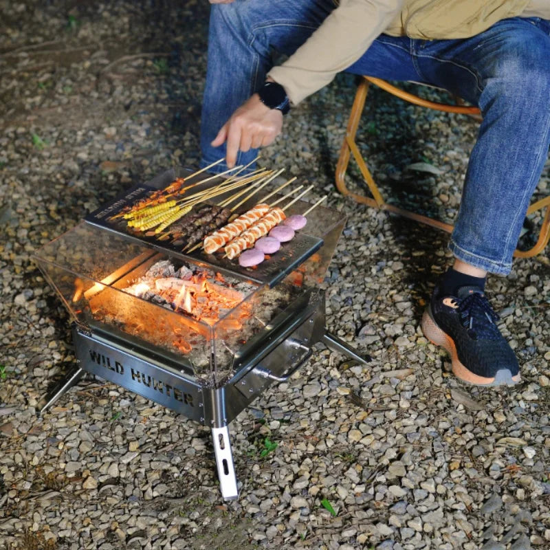 Smilodon-Camping Stainless Steel Folding Bonfire Stove Portable Wood Burner Campfire Furnace Outdoor Fire Wood BBQ Stove