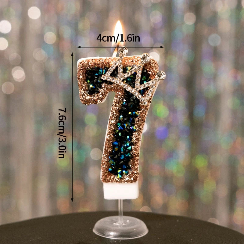 Black Crown Digital Candles 0-9 Number Cake Topper Decoration Wedding Party Anniversary Date Baby Shower Party Decorations