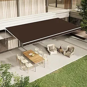 13'×10' Patio Awning Retractable Awning Sun Shade Awning Cover Outdoor Patio Canopy Sunsetter Deck Awnings with Manual Crank Ha