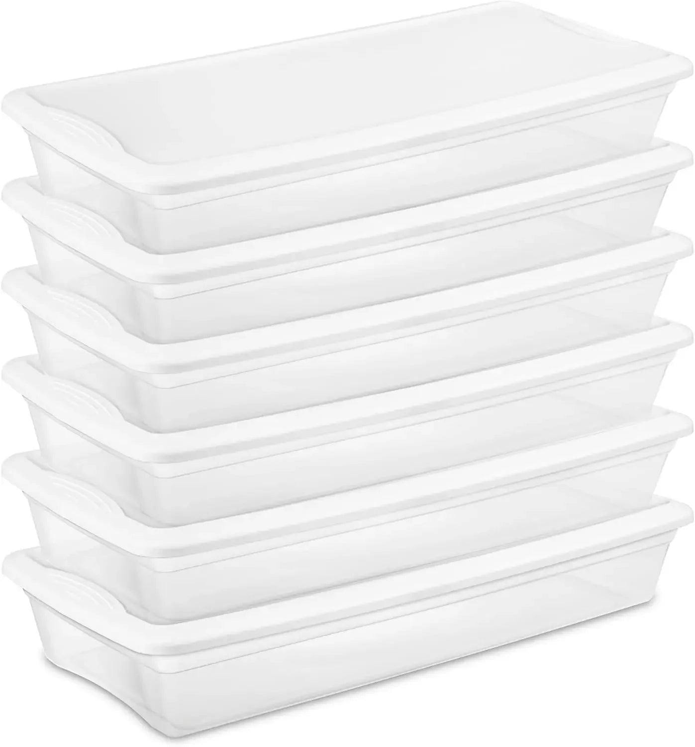 6-Pack Storage Box, Stackable Clear Plastic Bins with Snap-On Lids, 41 Quart - Heavy-Duty Organizing Containers for Closet,