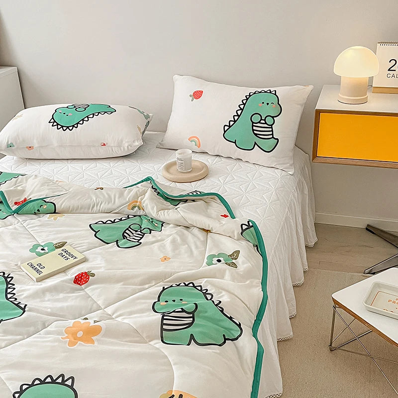 Summer Quilt, Fresh Cartoon Dinosaur Bedding Quilt For All Season, Soft Comfortable Quilt Decor - Pillowcase Not Include