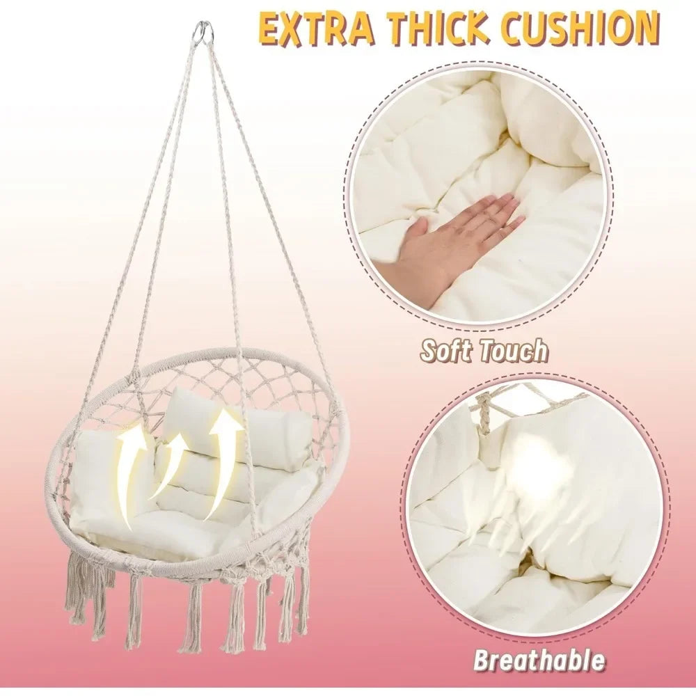 Patio Swings, Hanging Swinging Chair with Medium Cushion, Perfect for Bedroom, Porch, Adults, Balcony, Patio Swings