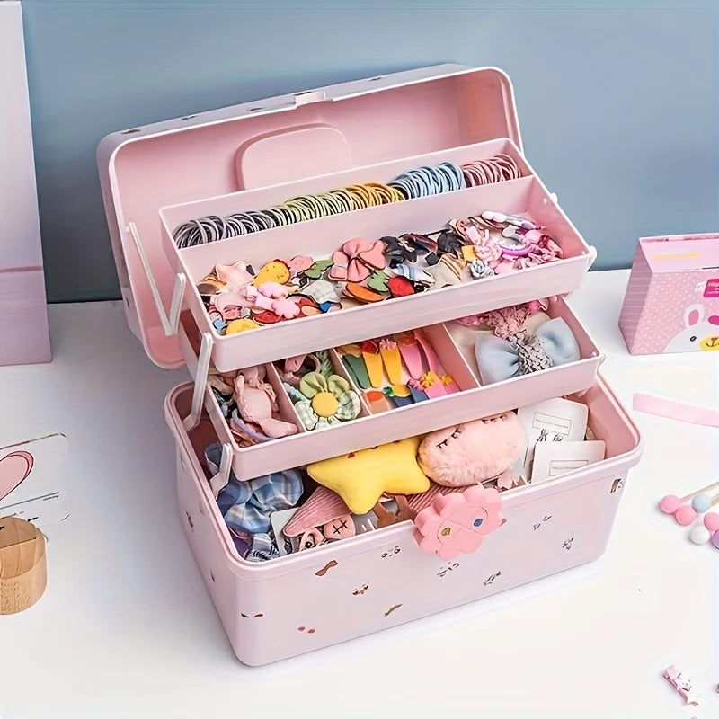 Multi Layer Accessory Storage Box with Lid - Perfect for Storing Hairbands, Jewelry, and More  Home Organizer