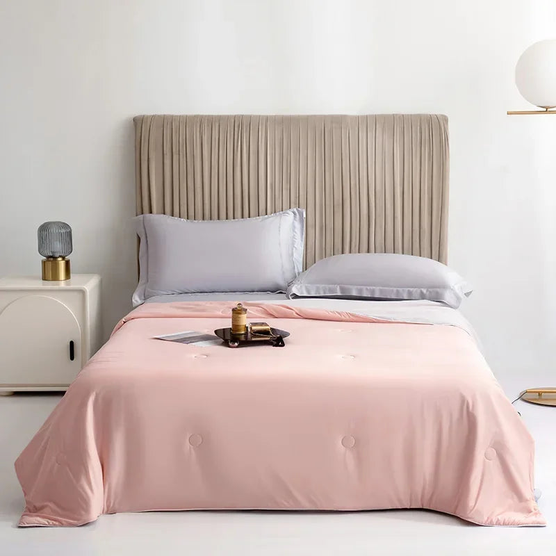 2025 Ice cream cool sensation silk solid color summer quilt solid color air conditioning by summer ice silk quilt