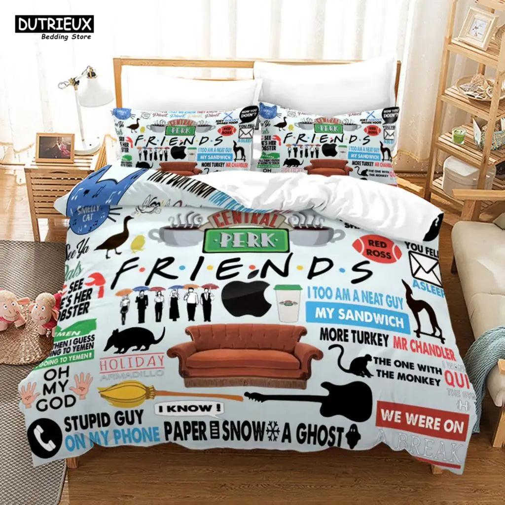 New Friends Sets Duvet Cover With Pillowcase Twin Full Queen King Double Single Size Duvet Cover Women Adults Teens Bedding Set