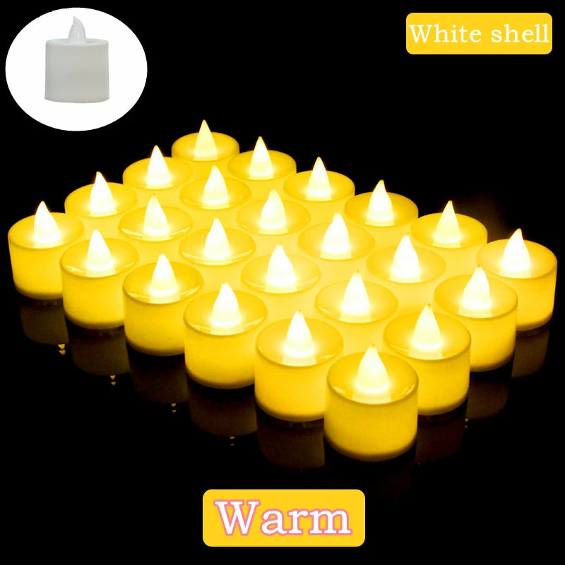 50/24PCS LED Simulation Candle with Switch Battery Tealights Candles Flameless Wedding Home Christmas Decor Candle Warm Light