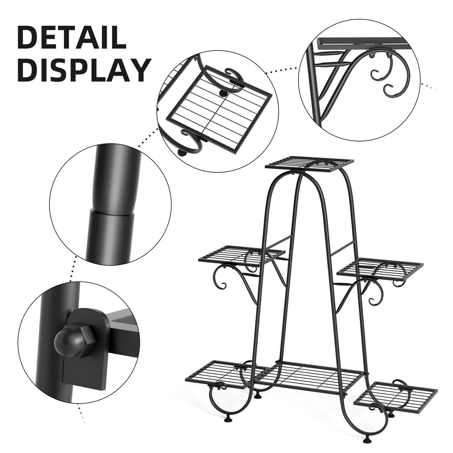 Metal Plant Pot Stand Indoor Outdoor Plant Display Rack Garden Shelf Flower Stands Tiered Plants Holder