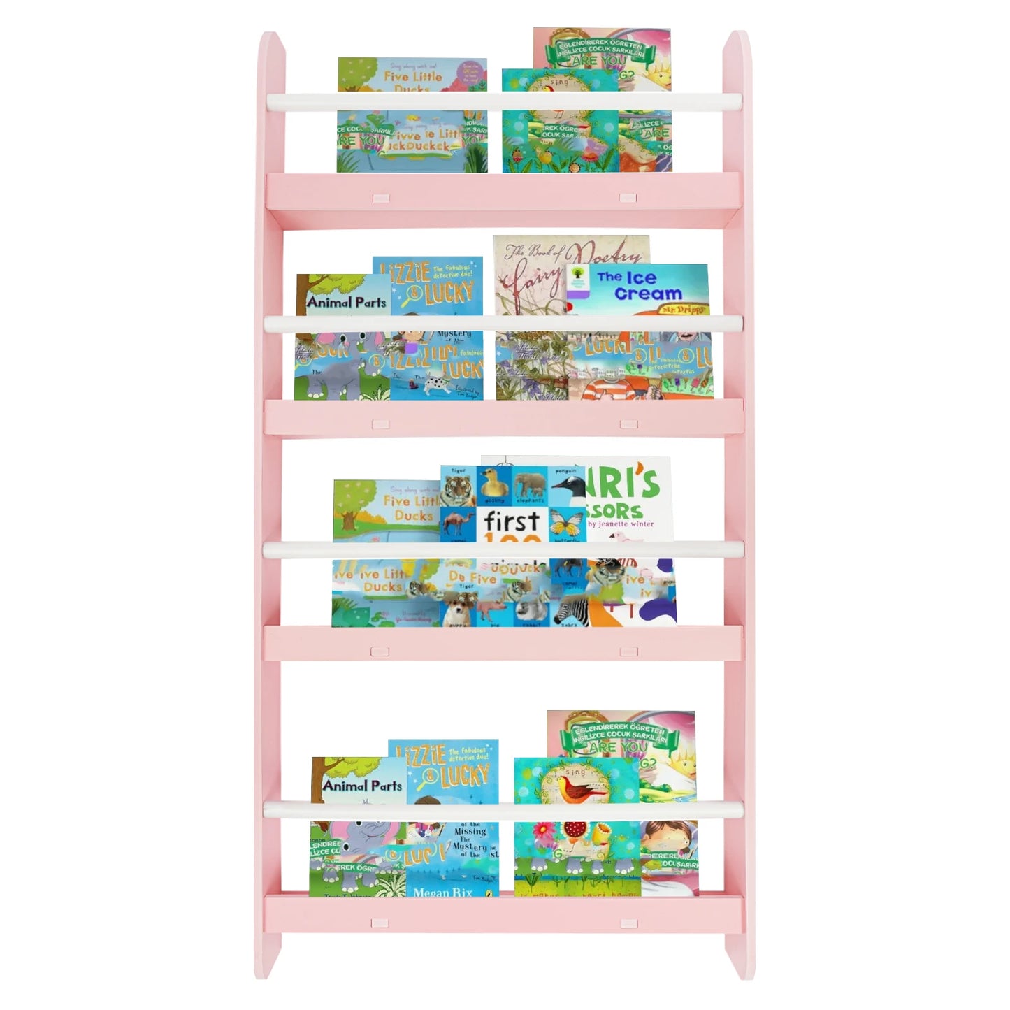 4-Tier Magazine Rack Wall Mounted Children's Bookshelf Living Room Bedroom Magazine Rack Book Storage Rack