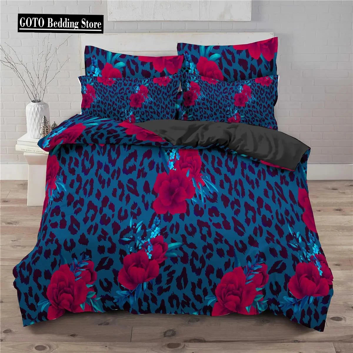 Bamboo Fiber Luxury Comforter Cover Gold Leopard Print Bedding Set Duvet Cover + Pillowcases 15 Colors Bed Spread Set Complete