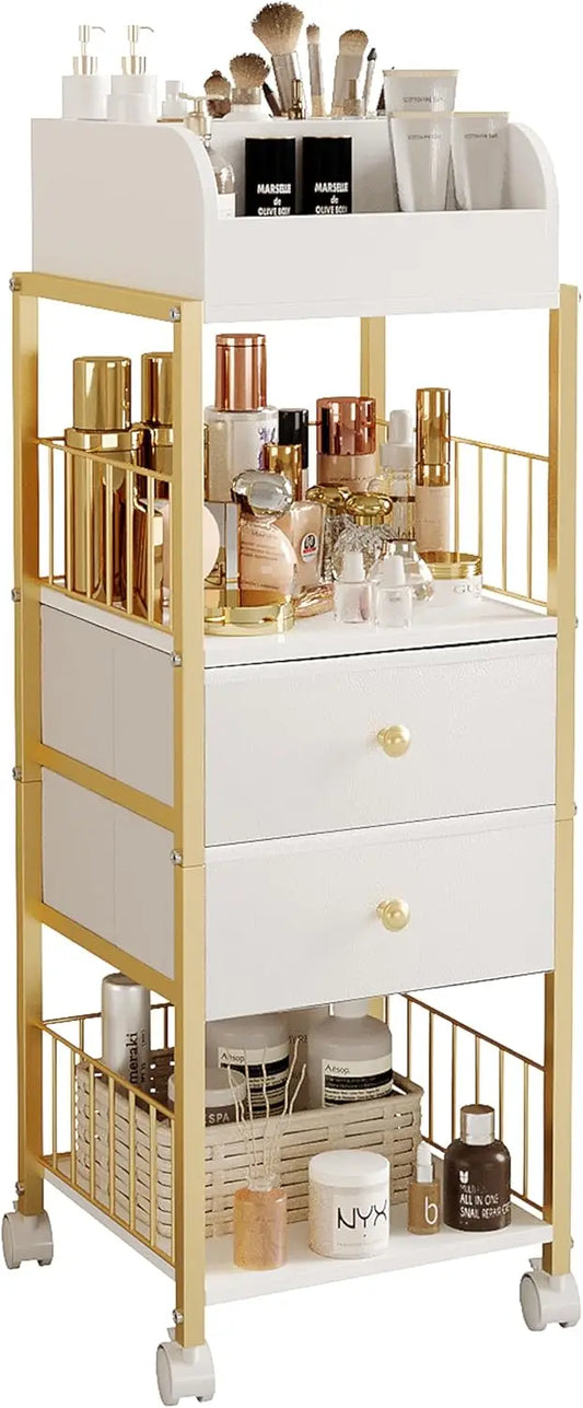 Makeup Organizer Storage Cart, Large Skincare organizers, Makeup Stand with Drawers, Makeup Vanity Organizer Cosmetics Display