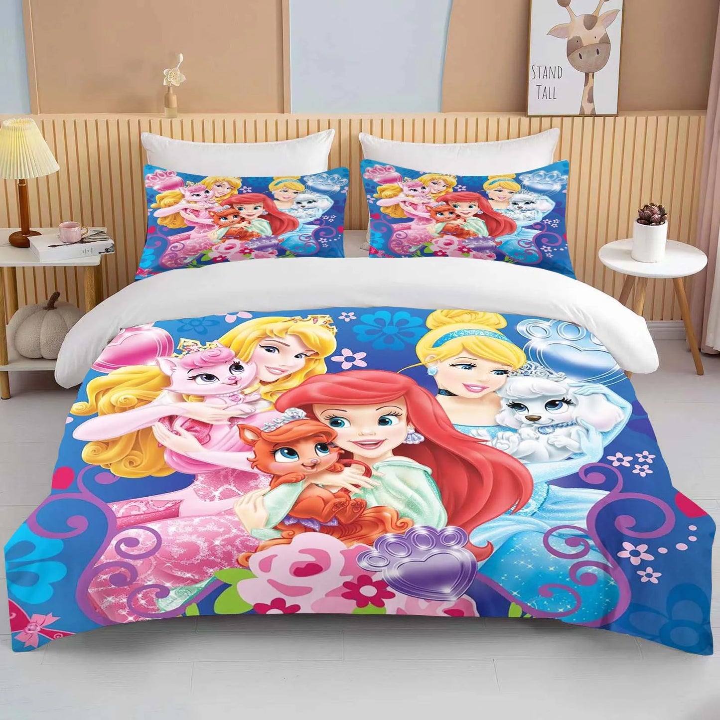 10 Sizes Disney Princess Printed Bedding Set Cartoon Anime Microfiber Bed Set Pillowcase Adult Bed Cover Bedroom Bed Set Duvet