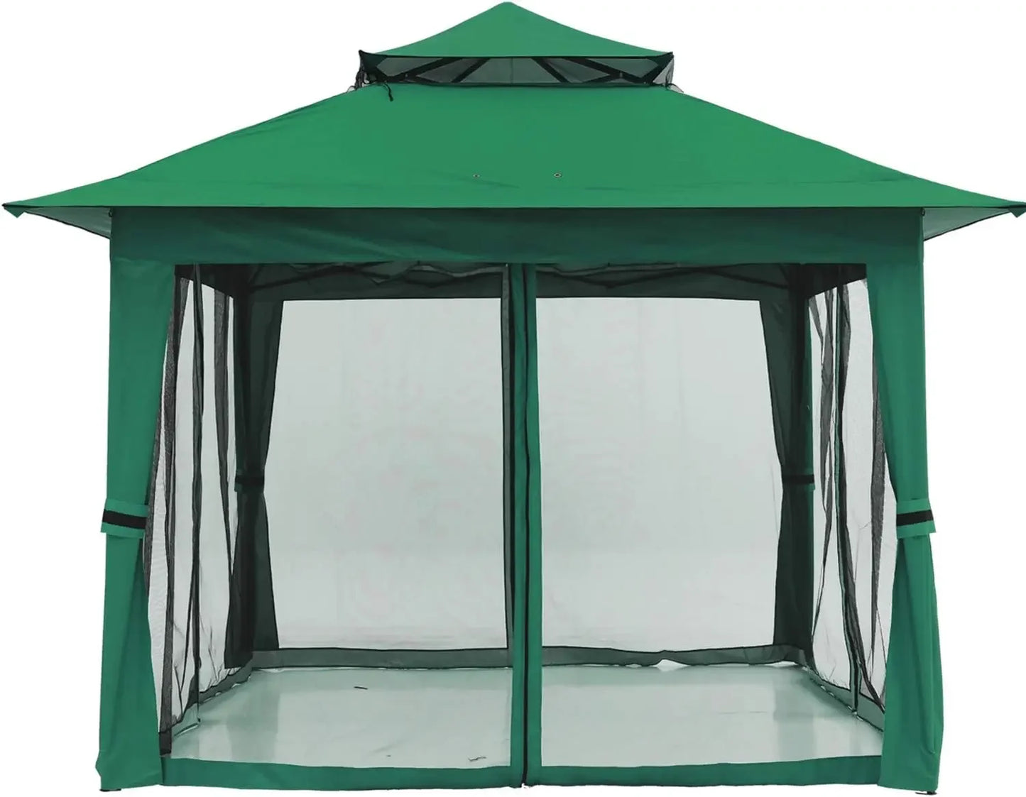 Patio Gazebo Outdoor Pop Up Gazebo with Mesh Walls (Forest Green, 13x13)