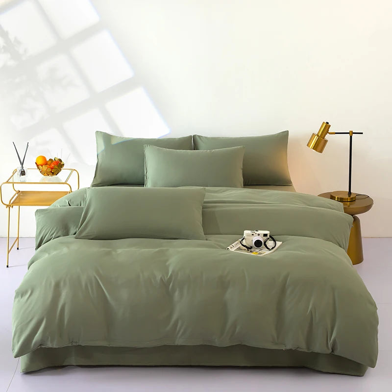 Bonenjoy Bedding Solid Color Bed Sheet Set Brushed Bedclothes Single/Double/Queen Size Bed Linen Set Home Quilt Cover Set 이불세트