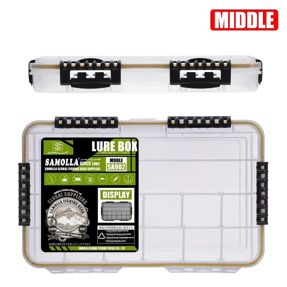 SAMOLLA New large Waterproof Fishing Tackle Box, Fish Hook Fishing Lure Bait Storage Case Portable Fishing Gear Accessorie