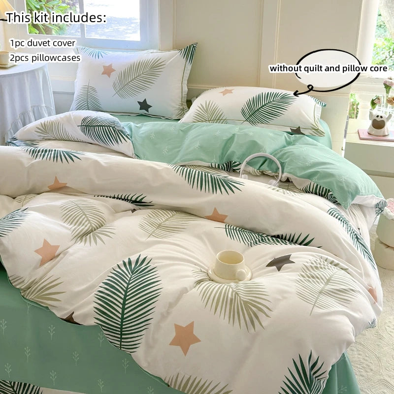 3pcs Leaves Duvet Cover Set Pillowcases No Filling no flat sheet Twin Single Queen King Size Girls Bedding Linen