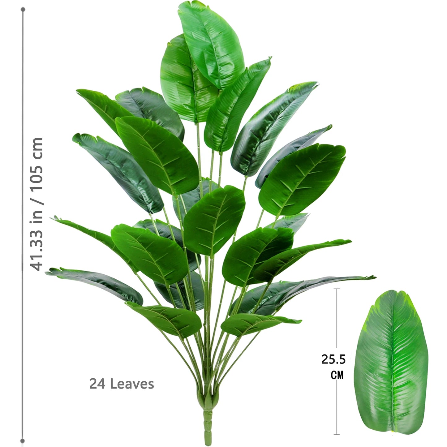 66-125cm 24 Leaf Large Tropical Palm Tree Fake Banana Plant Leaves Real Touch Strelitzia Reginae Plastic Plant for Home Garden