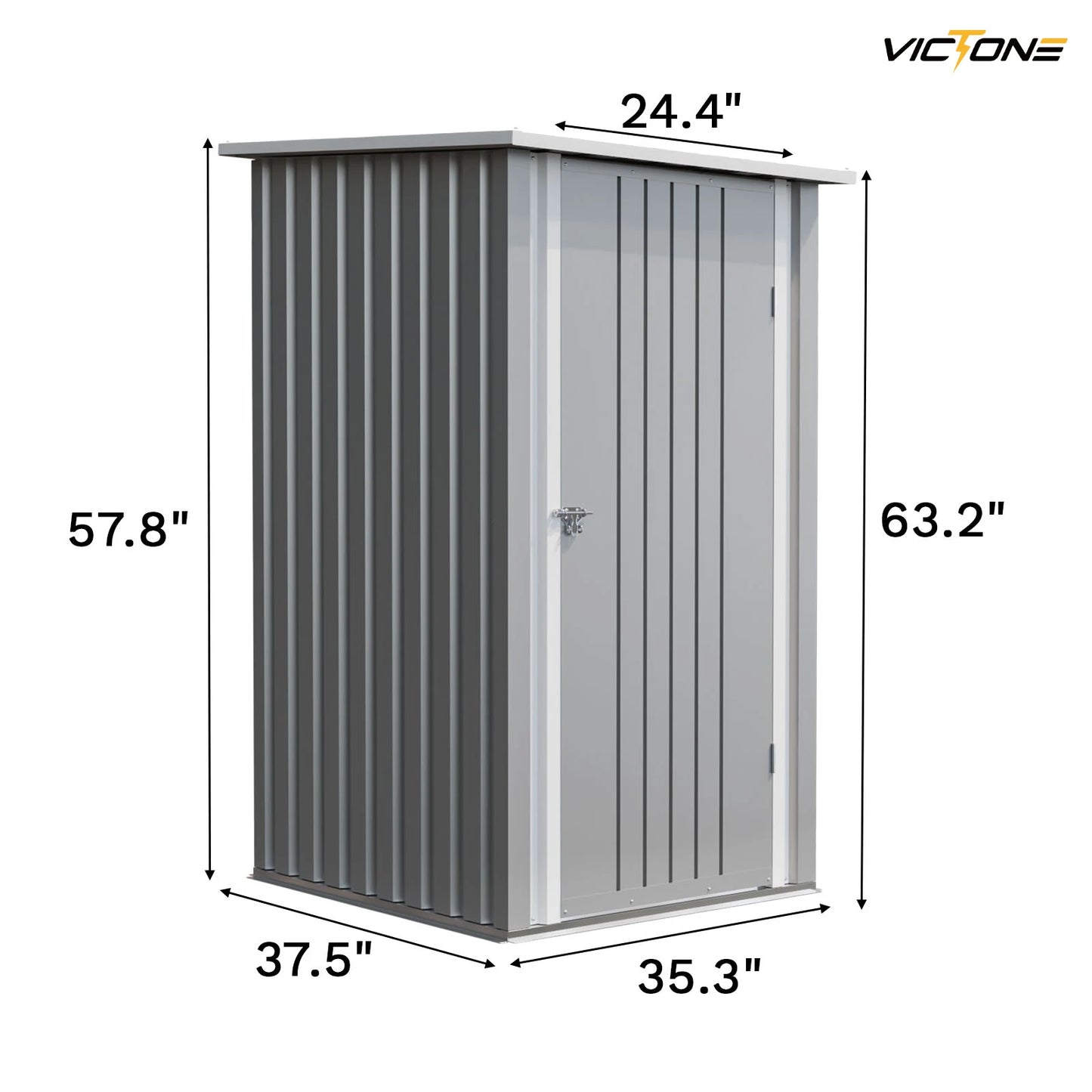 Victone 3' x 3' Compact Outdoor Storage Shed - Durable Small Garden Tool Storage with Sloping Roof, Single Lockable Door, Grey
