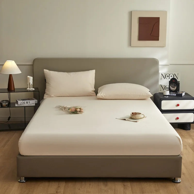 New Cotton Brushed Simple Plain Bed Fitted Sheet 1pc/sets 90/120/150/180/220cm machine washable