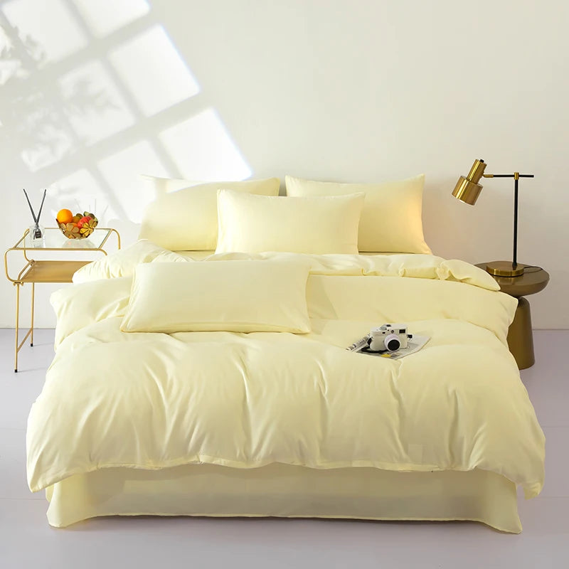 Bonenjoy Bedding Solid Color Bed Sheet Set Brushed Bedclothes Single/Double/Queen Size Bed Linen Set Home Quilt Cover Set 이불세트