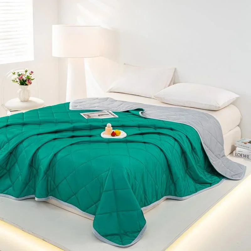 Air Condition Summer Blanket Washable Ice Silk Cold Feeling Quilt Lightweight Breathable Cooling Kids Adults Bedroom Quilts 여름이불