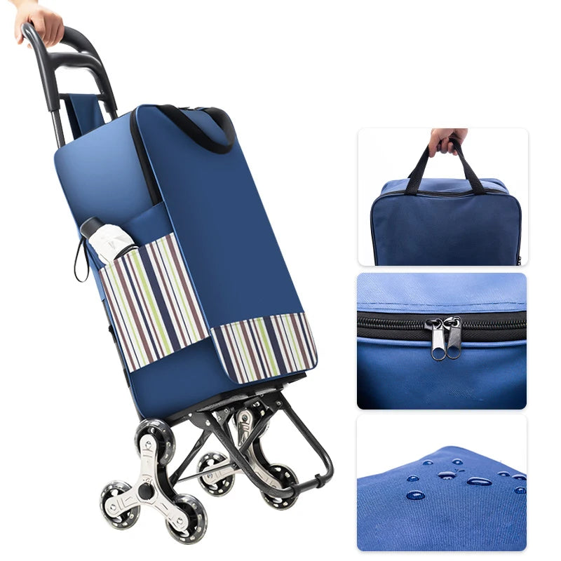 Light Grocery Shopping Trolley Climbing Stairs Folding Trailer Household Outdoor Travel Hand Pull Shopping Cart