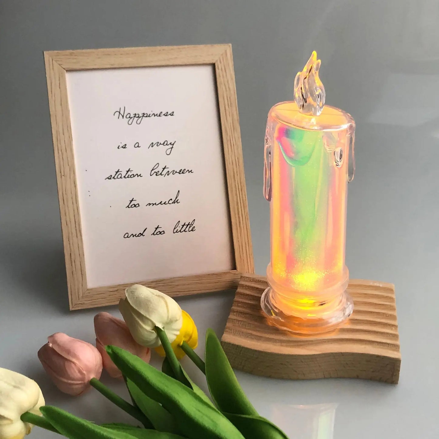 LED Candles Crystal Lamp Led Flameless Candles Operated Pillar Candles with Realistic Flame Light Desk Lamp Decorative Candles
