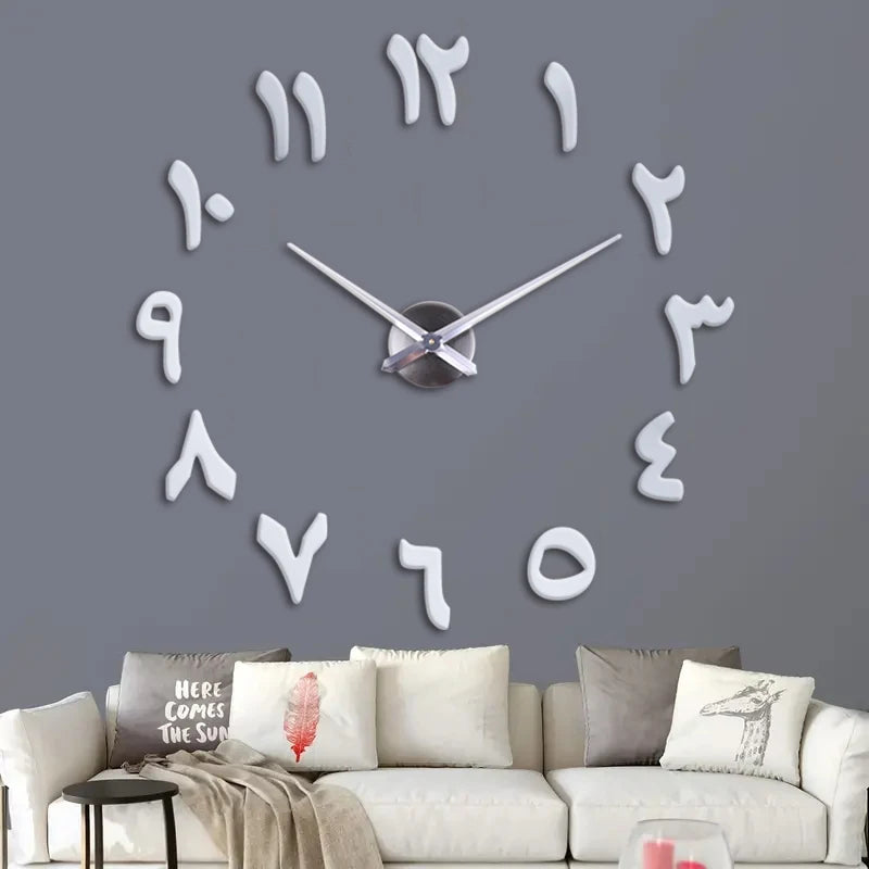 Large wall clock mirror material digital home wall art decoration clock suitable for living room and study wall decoration