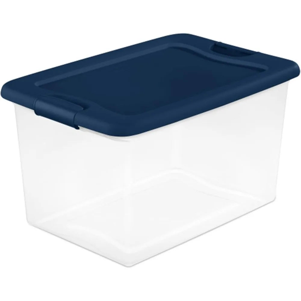 6-Pack Color Program, Large Clear Plastic Storage Bins with Lids, 64 Quart, Blue - Stackable Organizing Container Boxes for Clo